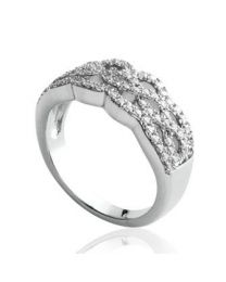 Bague Argent 925 Rhodié Oxyde De Zirconium Microserti